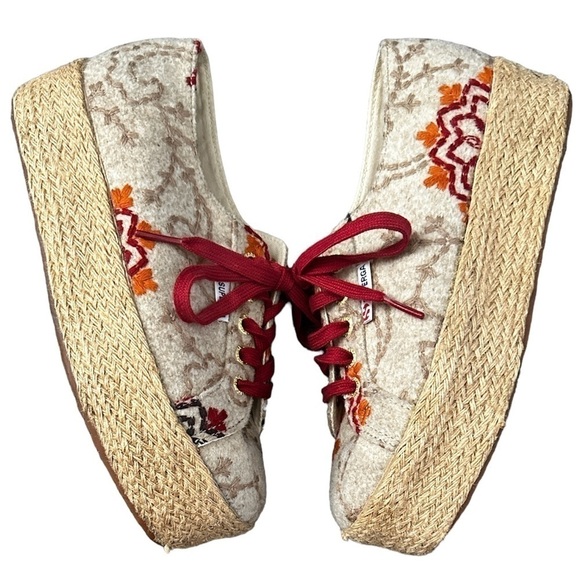 SUPERGA Wool Embroidered Espadrilles Platform Sneakers Shoes 7.5 - Picture 5 of 8